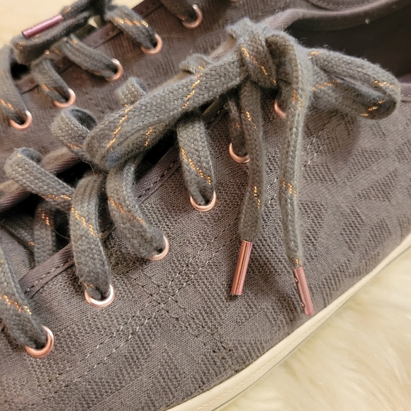 Keds Kickstart Geo Jersey Sneakers - Grey with Rose Gold Hardware & lace details - Picture 7 of 8